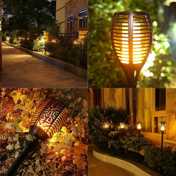 4PCS Waterproof Solar Garden Flame Light Flickering LED Torch Lamp Outdoor Decor 
